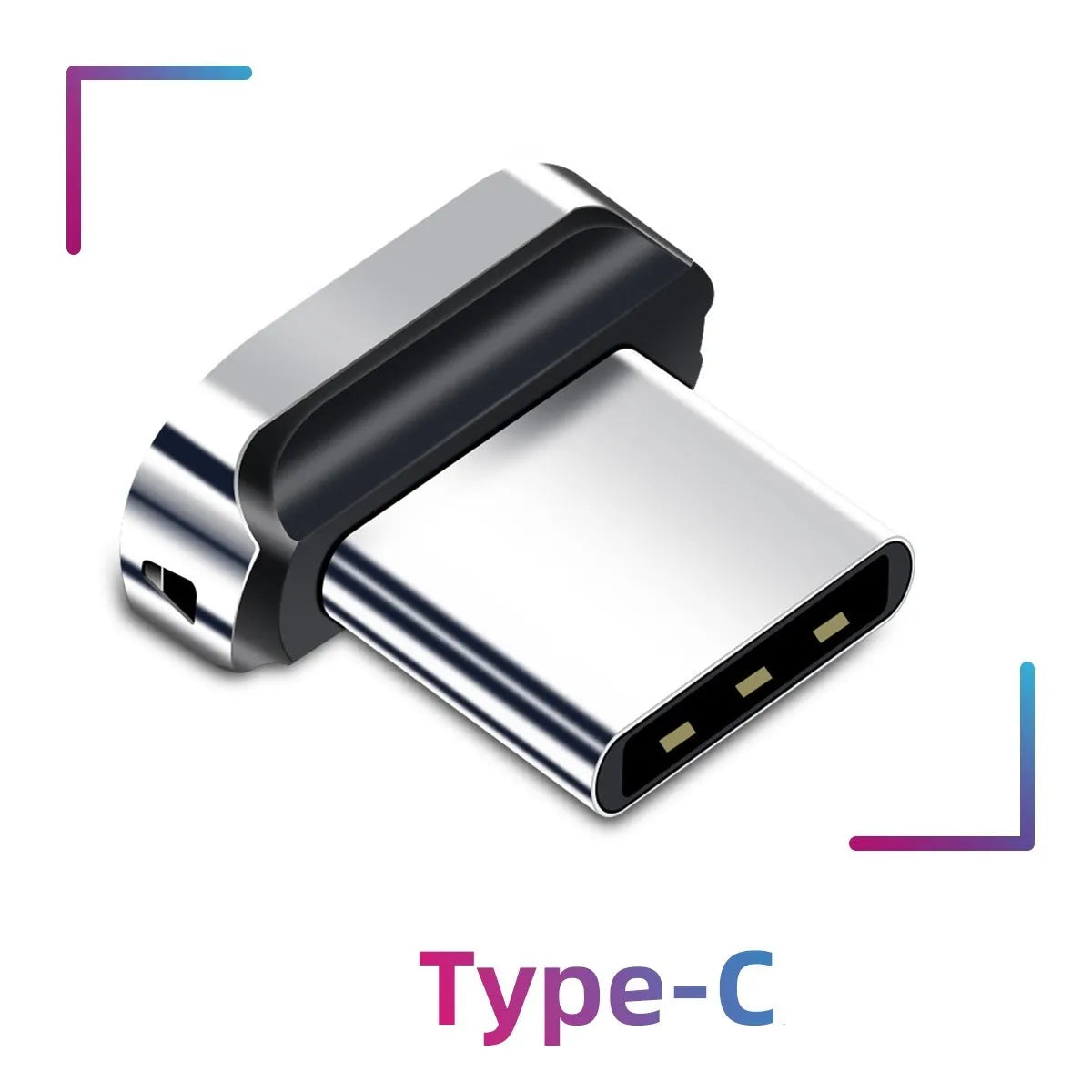 3A fast charge magnetic charging head in black and silver, 0.2m length, for Android Type-C devices