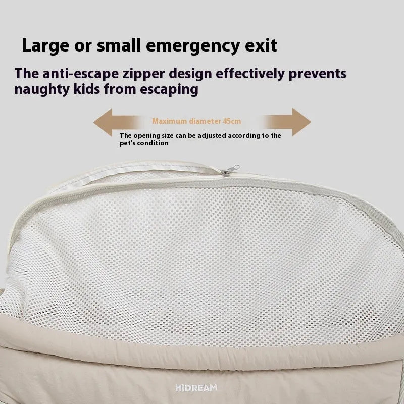 Portable outdoor nylon pet messenger bag for small pets under 6kg in Almond Custard colour with adjustable strap