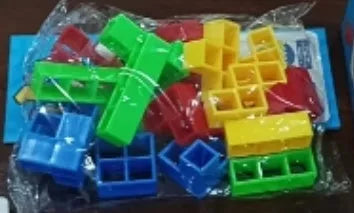 Plastic balance stacking game with 16 colourful blocks on chassis base for kids age 3+