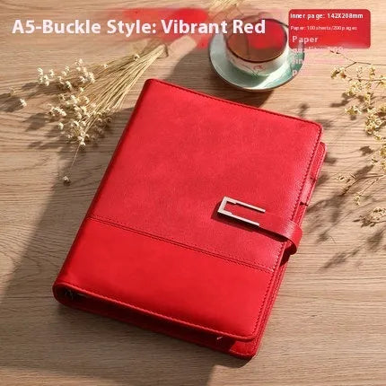 A5 soft leather notebook in business brown colour with wood-free paper pages