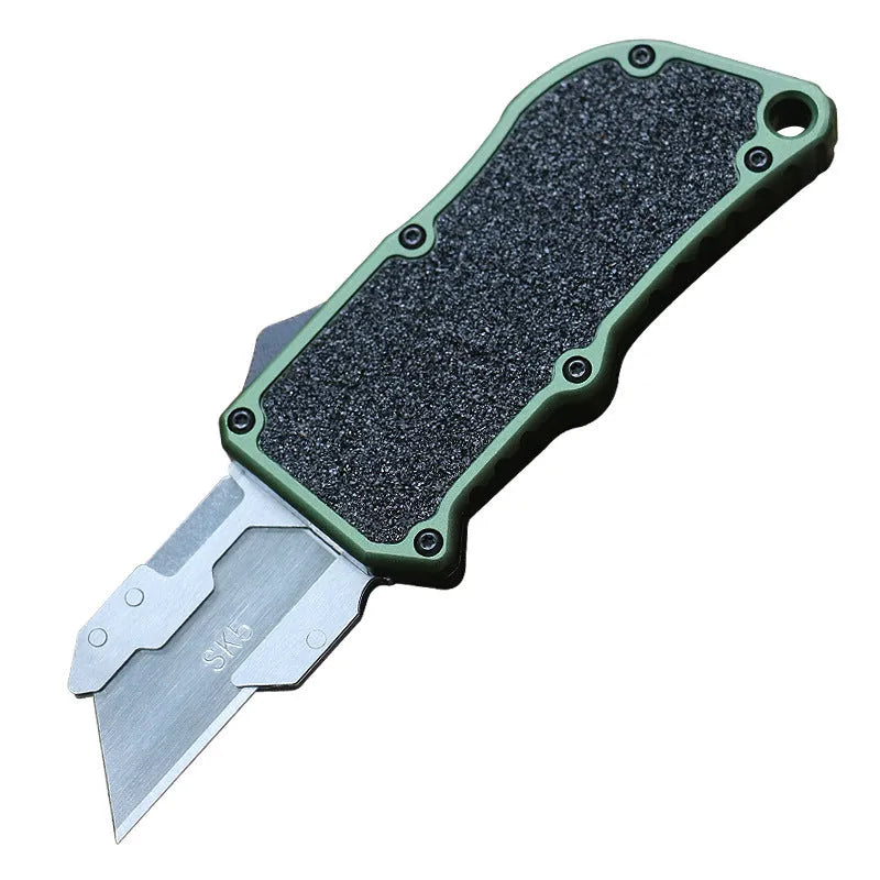 Alloy Outdoor A folding knife with SK5 alloy blade, 135mm full length, shown in a colour variant with removable blade