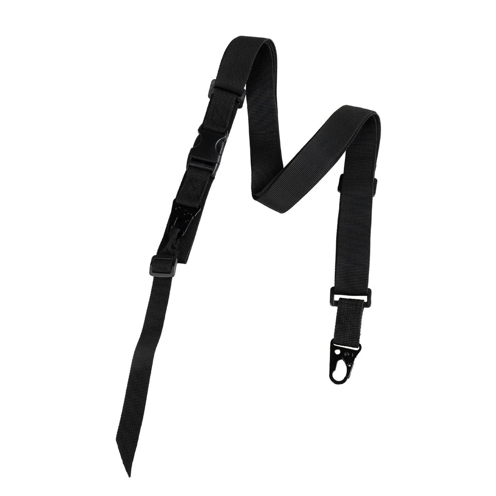 Army green nylon crossbody sling strap with alloy snap buckle, laid flat to show 148cm length