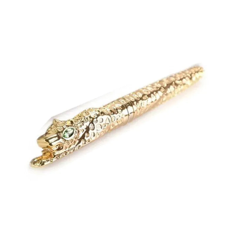 Metal embossed pen for business gifts in Ancient Silver or Gold finish on white background.