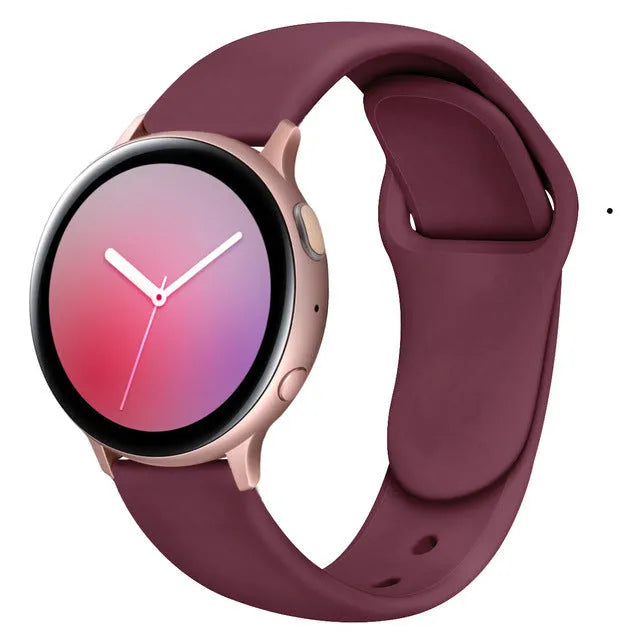 Samsung Galaxy Active 2 reverse buckle silicone strap in black, 20mm width, showing inner buckle design
