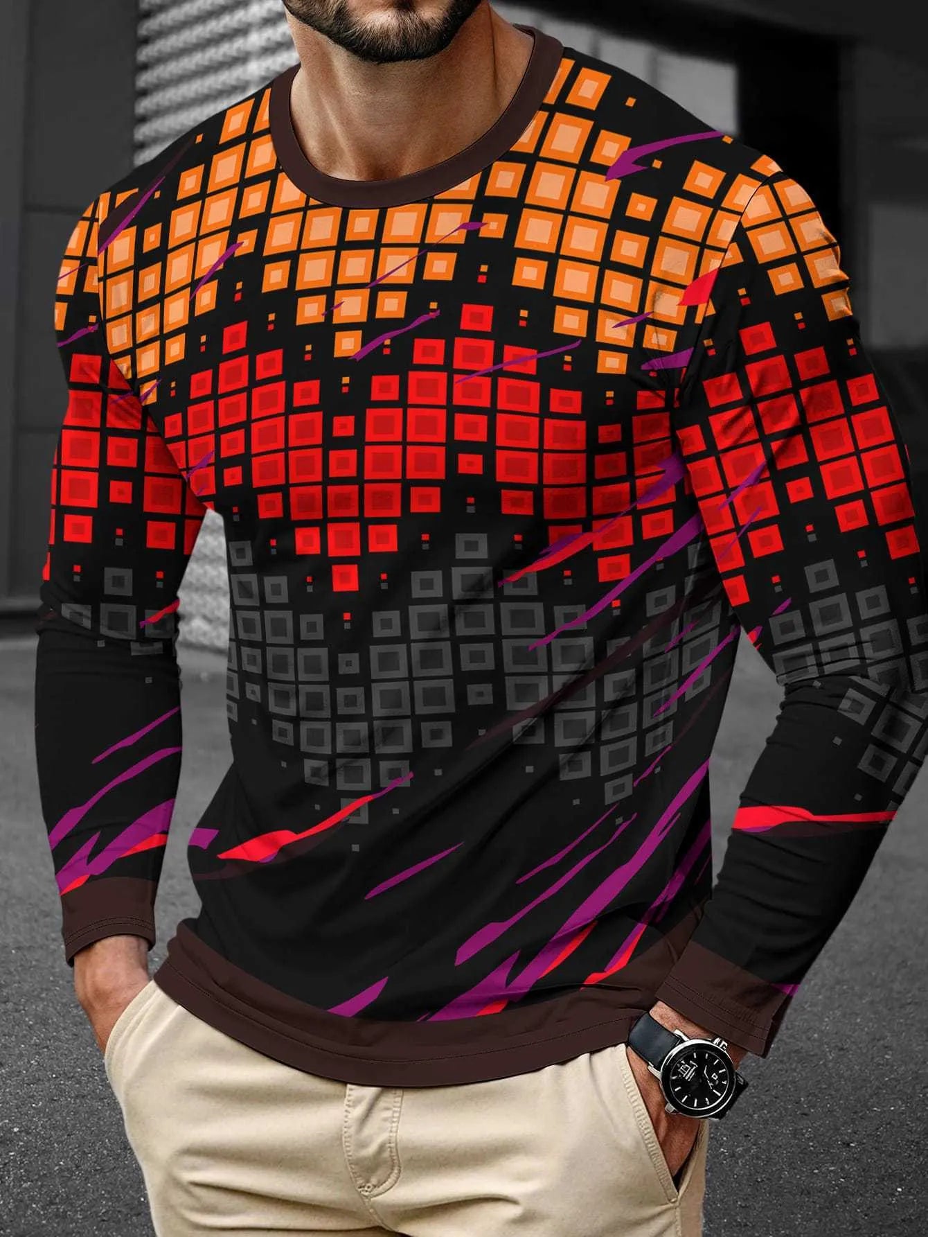Men's long sleeve round neck milk silk pullover jumper on a hanger, multiple colour options available.