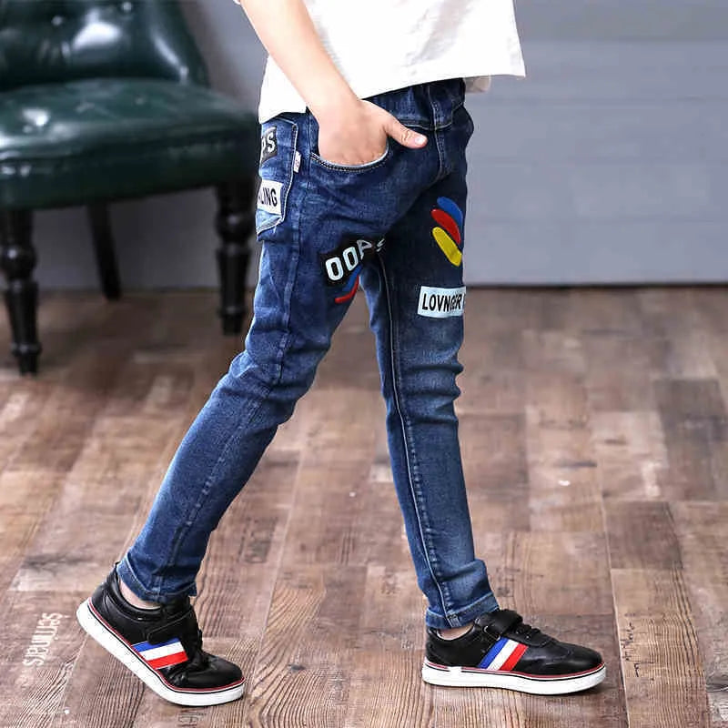 Boys velvet-lined jeans in denim with multiple colour options, size 110-160cm