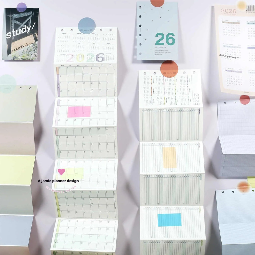 2026 calendar cards fold set with monthly layout for hand account planner inserts