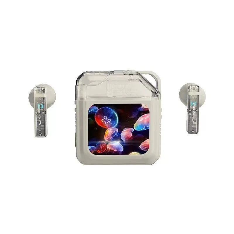In-ear sport headset with touch colour screen and digital display in black colour