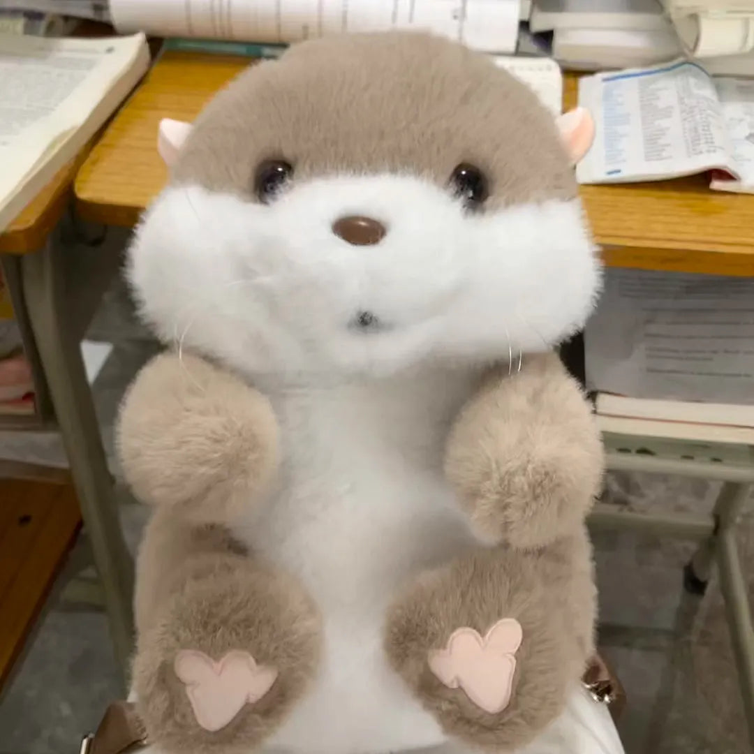 Brown otter plush toy doll 33cm tall 20cm wide soft plush material cartoon style