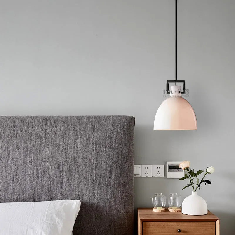 American retro striped glass chandelier with copper metal frame and transparent glass cover, 36cm diameter
