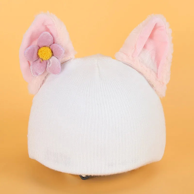 Plush fabric cartoon helmet hat decoration for ski helmets in multiple style variations