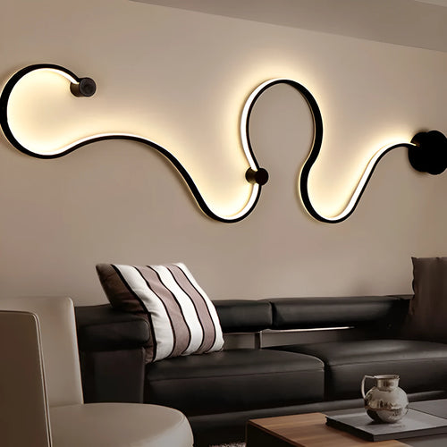 Modern LED wall lamp with aluminium shade in black finish, wall-mounted design for bedroom or corridor lighting