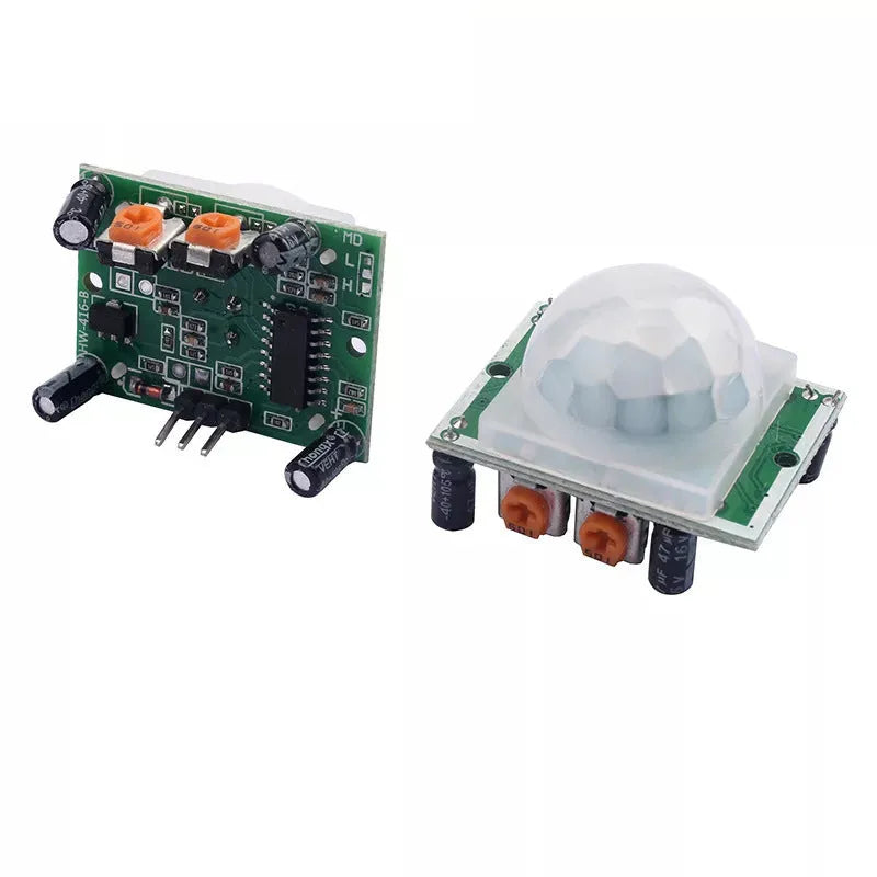 HC-SR501 pyroelectric infrared sensor module on blue board for motion detection with 33V power