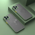 Frosted magnetic phone case for Apple iPhone on a table, showing anti-fingerprint matte finish.