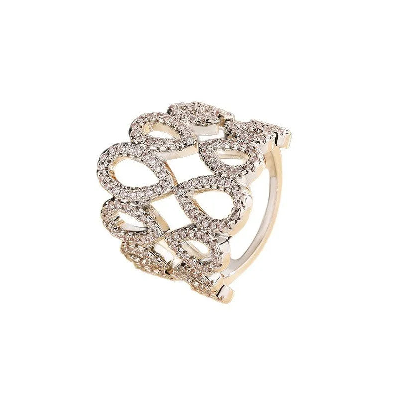 Gold plated copper ring with hexagon cubic zirconia inlay, women's ring size 8