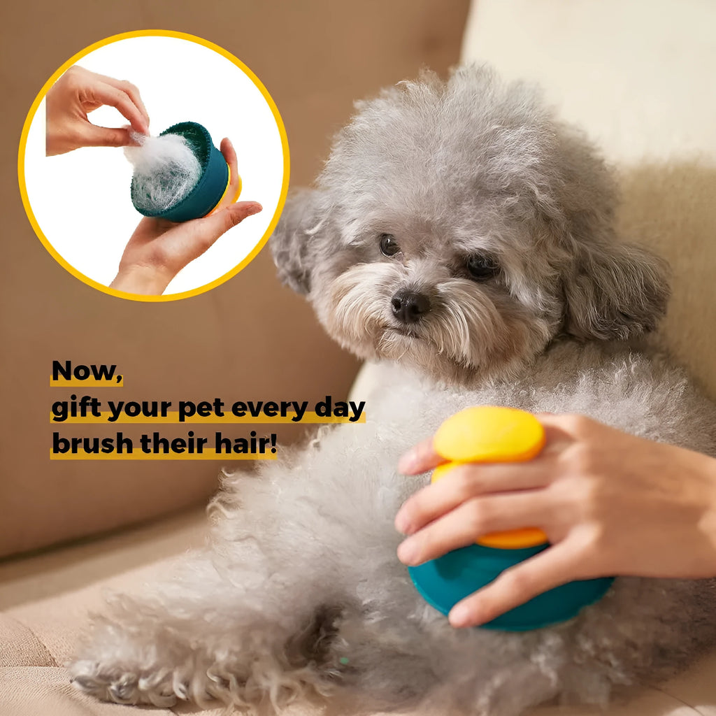 Green double-sided knotted silicone pet brush for dead hair removal, size 8x9.5x9.5cm, on a plain background