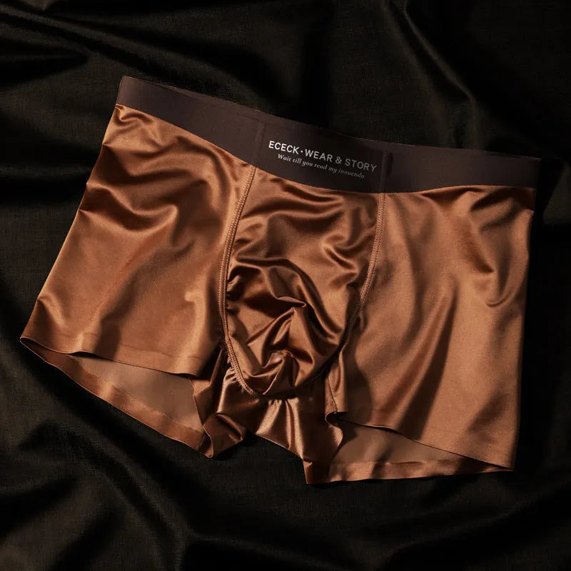 Men's ice silk underwear in veil white colour with seamless construction