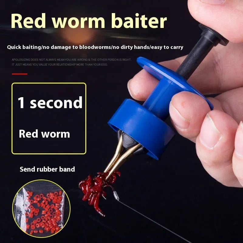 Bloodworm clip multifunctional live bait fishing supply in blue colour with ABS body and rubber bands