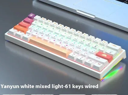 61-key compact mechanical keyboard with hot-swappable switches and bluish-black black tea shaft