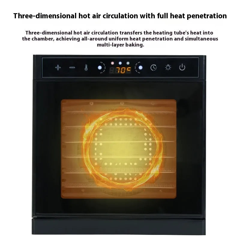 Stainless steel fruit dehydrator with transparent skylight lid and multiple drying trays