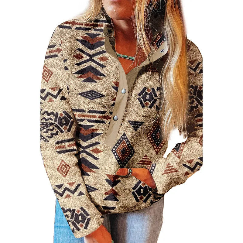 Women's loose fit long sleeve top with zipper detail in autumn winter polyester fabric