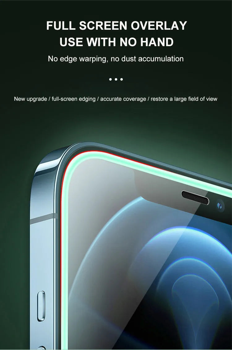 Luminous privacy tempered glass screen protector for iPhone, anti-peeping full coverage airbag edge