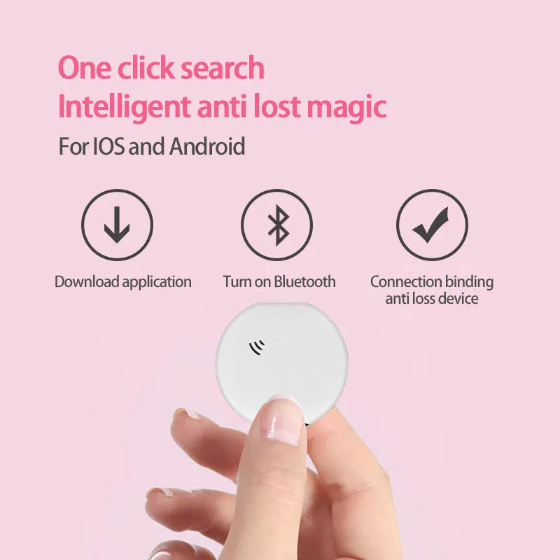 Plastic Bluetooth pet tracker in white, 40x40x10mm, on a cat collar