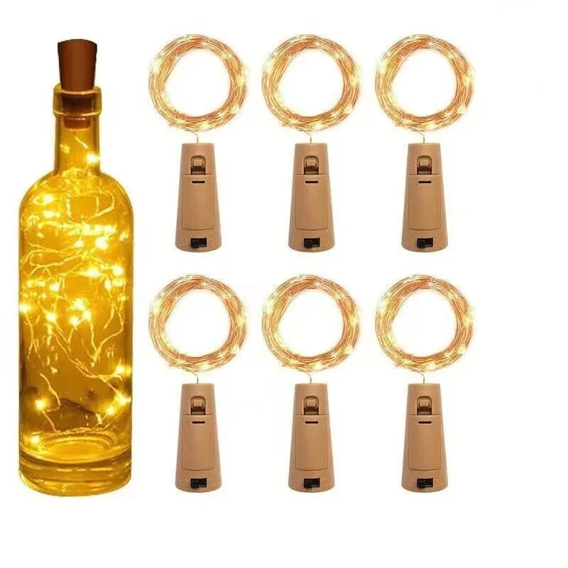 2m LED copper wire string lights in small white box with button battery power three gear colour modes