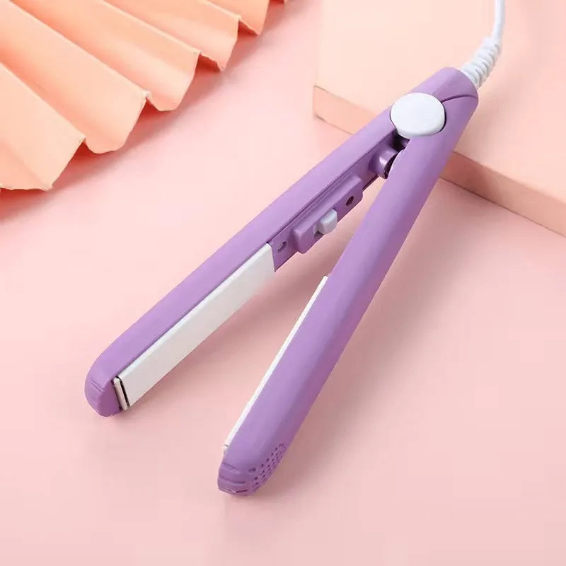 Mini hairdressing splint hair straightener clip and storage box in blue, pink, white, purple, or yellow colours