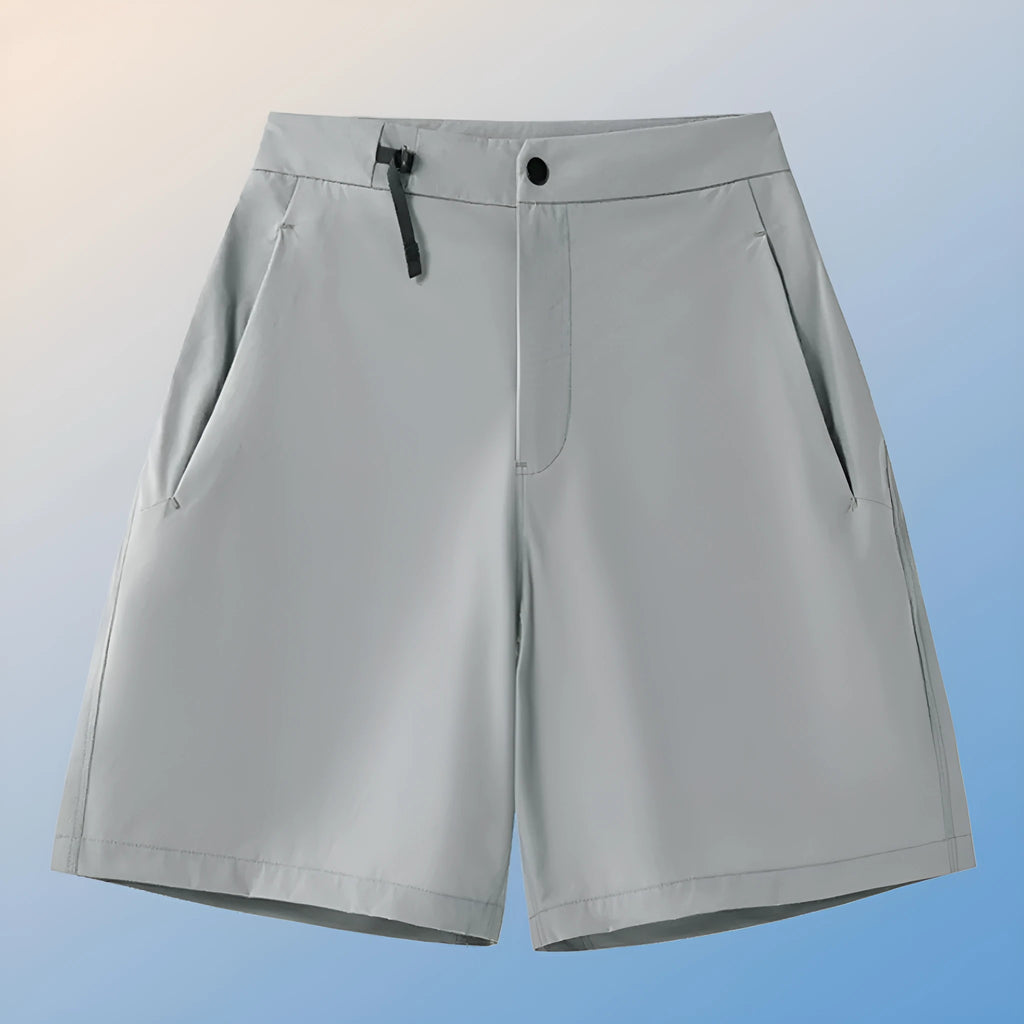 Men's quick-drying sports shorts in khaki with four-sided elastic and 3D cutting.