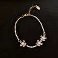 Women's gold geometric copper bracelet with inlaid zircon stones for office wear