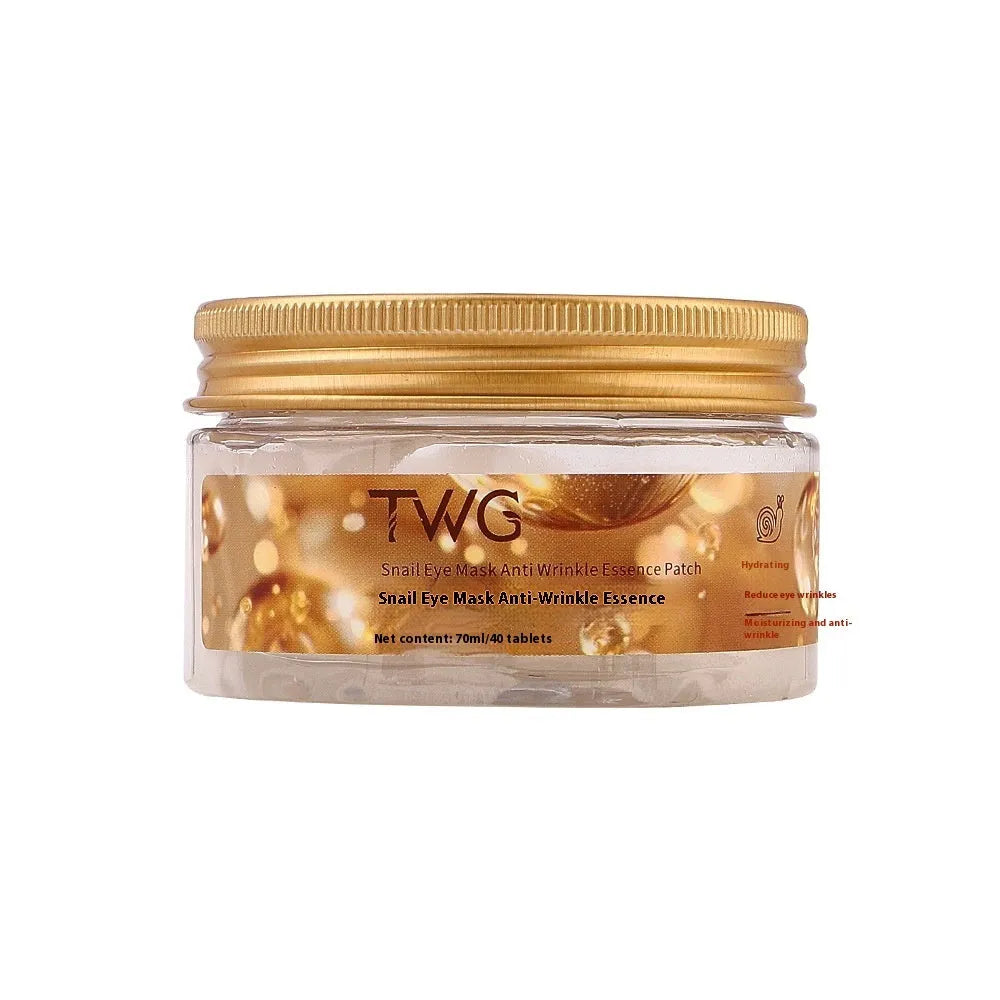 Snail essence eye mask box containing 40 tablets with 70ml anti-wrinkle paste for dark circles