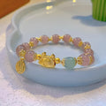 Women's floral glazed zodiac animal bracelet with glass beads in red, pink and white colours