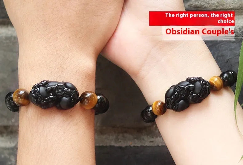 Mexico Gold Sheen Obsidian Pi Xiu Bracelet unisex black crystal bracelet with 10-16mm beads
