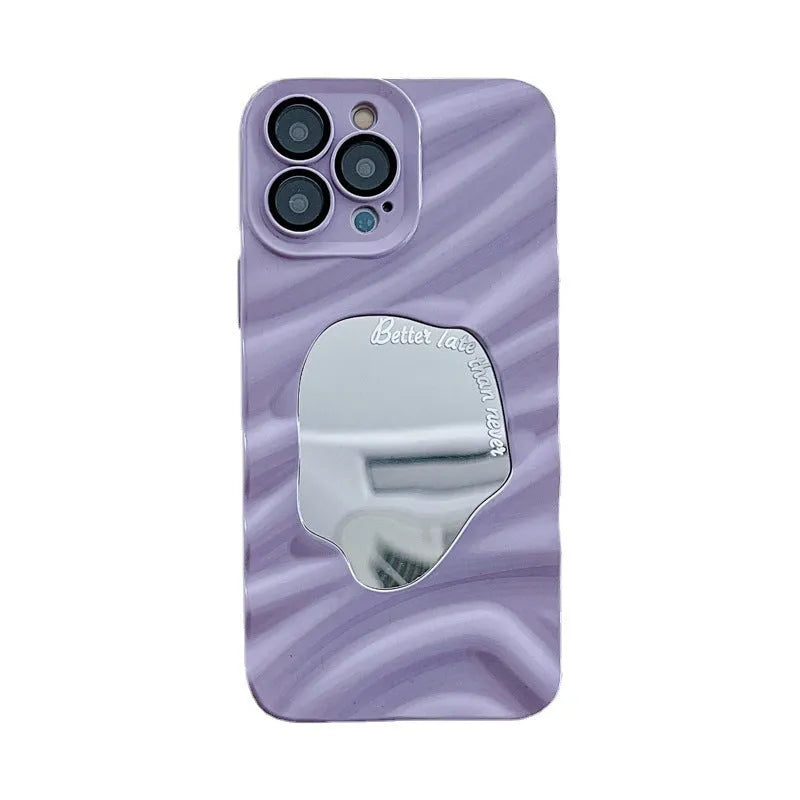 Corrugated mirror phone case for iPhone 14 Plus in TPU with built-in bracket and shockproof protection