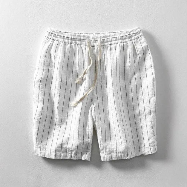Men's striped cropped summer pants in super soft polyester fabric with straight leg street style