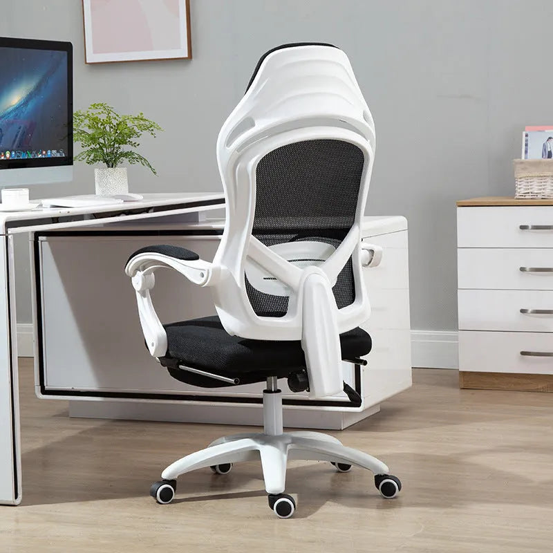 Black ergonomic computer gaming chair with reclining backrest and adjustable armrests