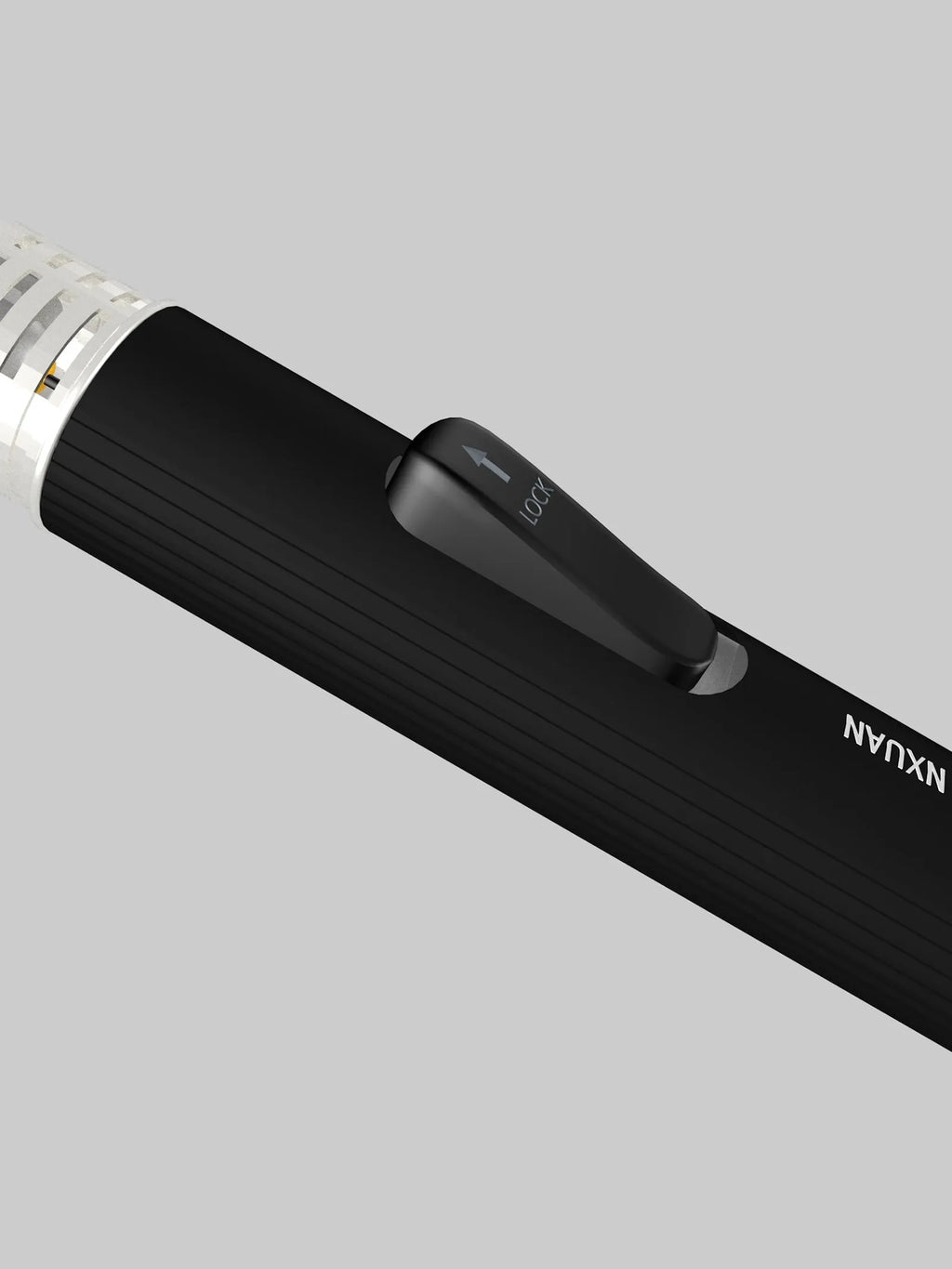 Black portable metal flamethrower torch with child safety lock and gas canister for outdoor use.