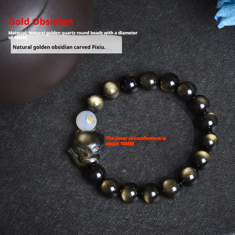 10mm obsidian bracelet with zodiac guardian charm in three style variations
