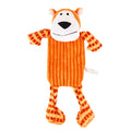 Green and orange plush squeaker dog toy for aggressive chewers with double-layer cotton shell