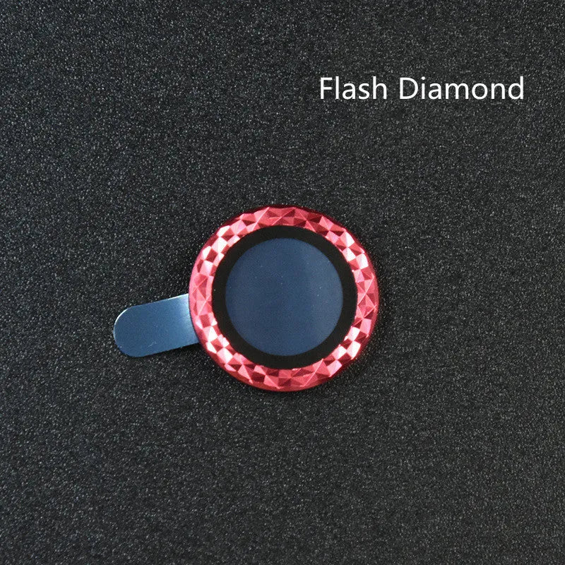 Diamond pattern tempered glass lens protector and aluminium ring for iPhone 12 and 11 models