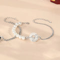 Sterling silver 925 Chinese Obsidian Pearl Bracelet with snake zodiac design and safe buckle for couples