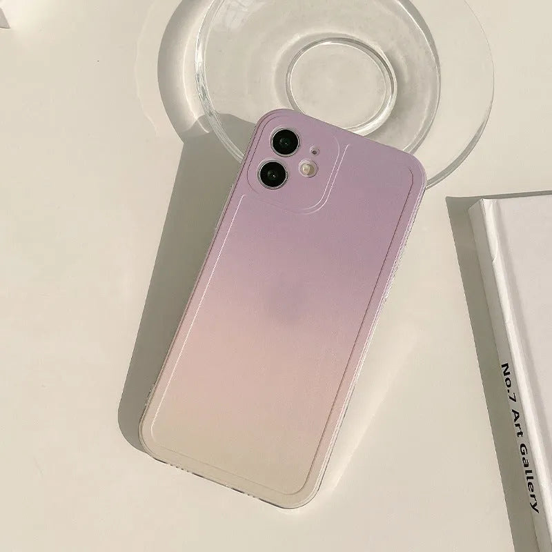 Yellow and purple gradient silicone mobile phone case for iPhone