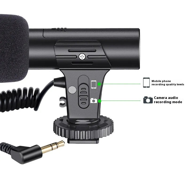 Black mobile phone video recording microphone for professional audio capture