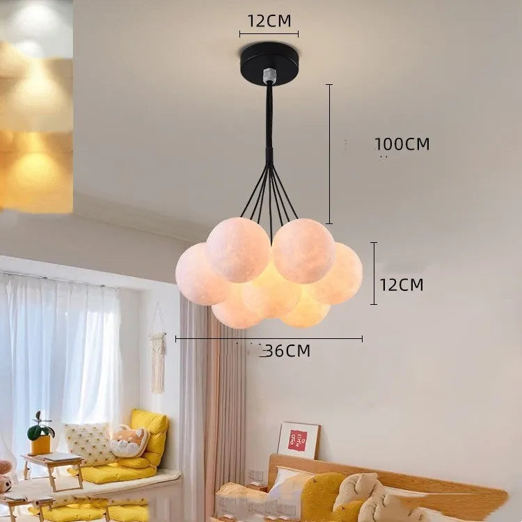 Nordic fish-shaped chandelier with moon bubble design in gold and black colour options