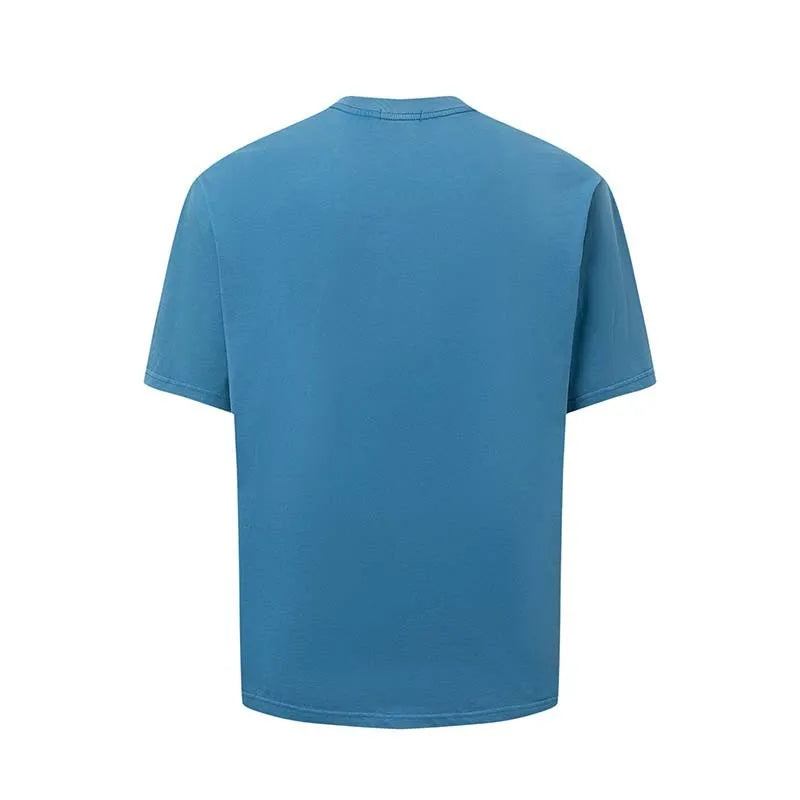 Men's American retro style letter printed T-shirt in cotton blend fabric, loose fit