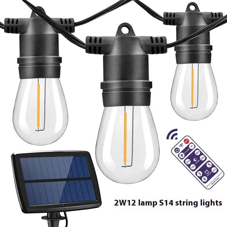 Waterproof solar LED string lights with PVC shell for outdoor garden and patio use