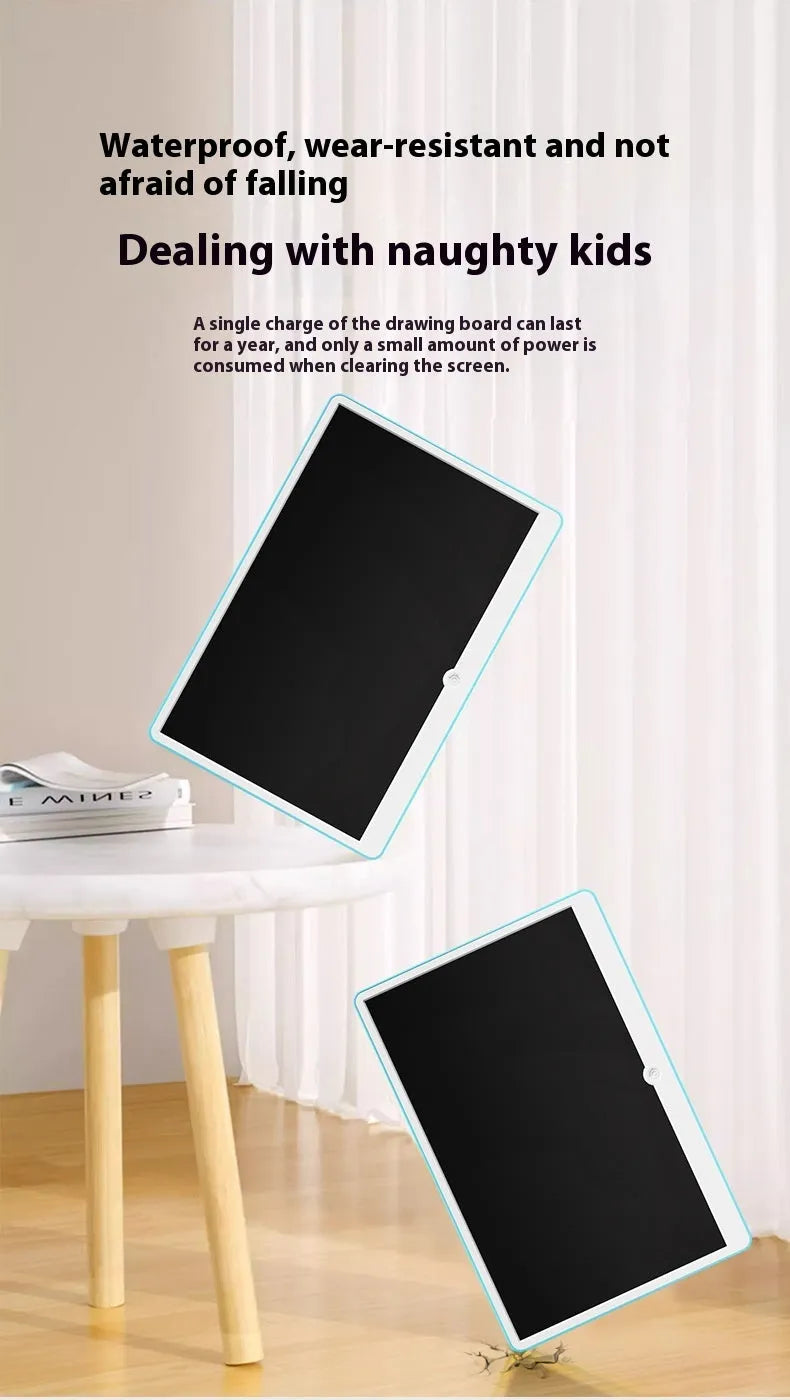 19-inch LCD rechargeable children's drawing board with magnetic pen in blue and white colour