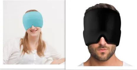 Elastic cloth gel eye mask for headache relief in black, pink or sky blue colours