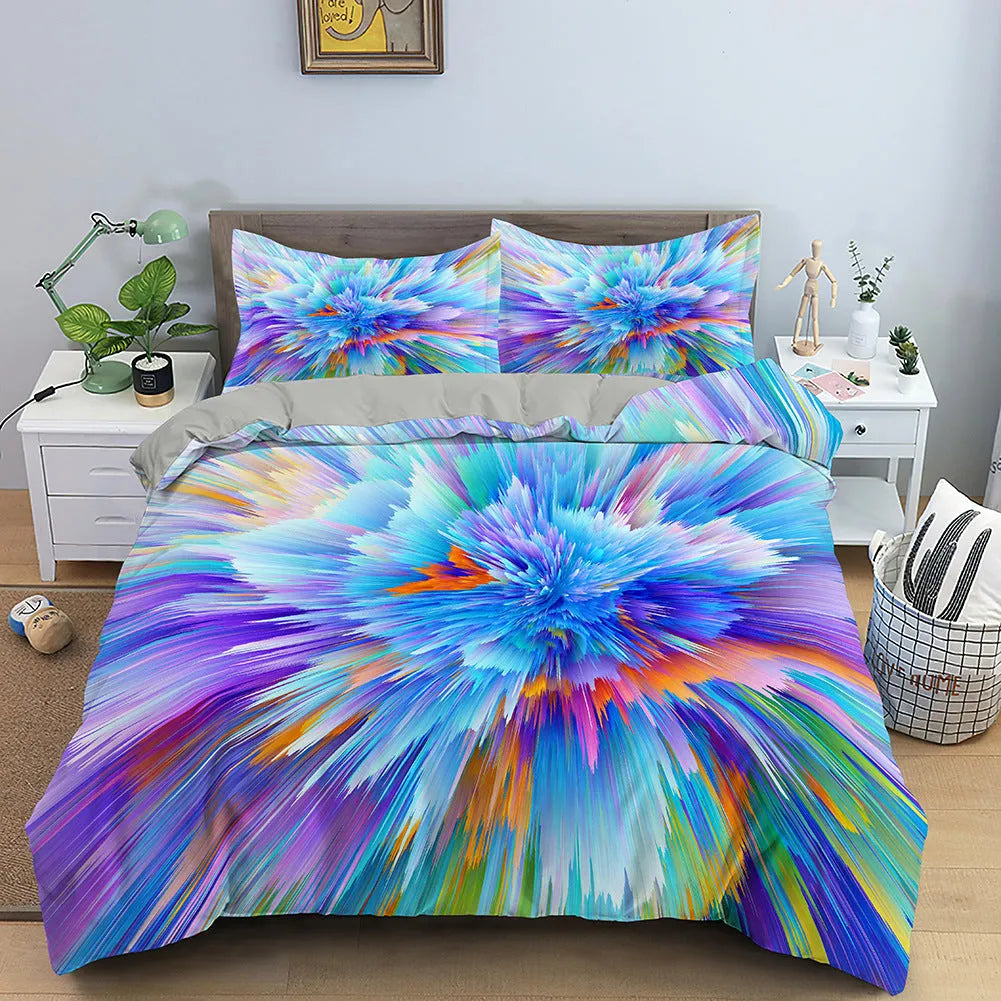 3D digital printing bedding set with Nordic pattern, chemical fibre, fitted sheet style, available in multiple sizes